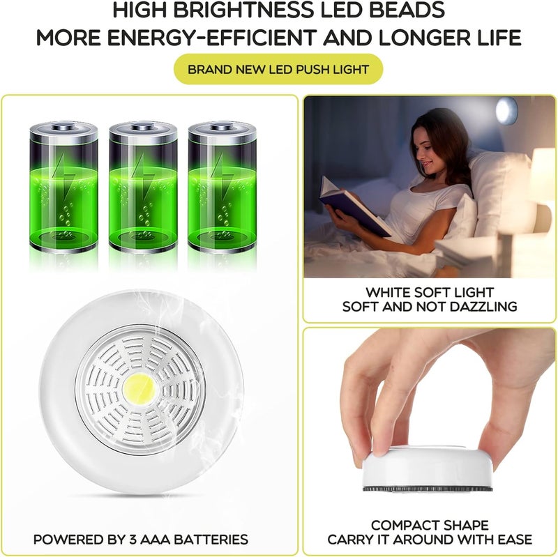 Macarrie 12 Pack Wireless LED Puck Lights Under Cabinet Lighting 70 Lumens Portable Touch Light Small Tap Lights Battery Powered Lights Stick on Lights for Kitchen Closets Cabinets Garage Bedroom - Image 3