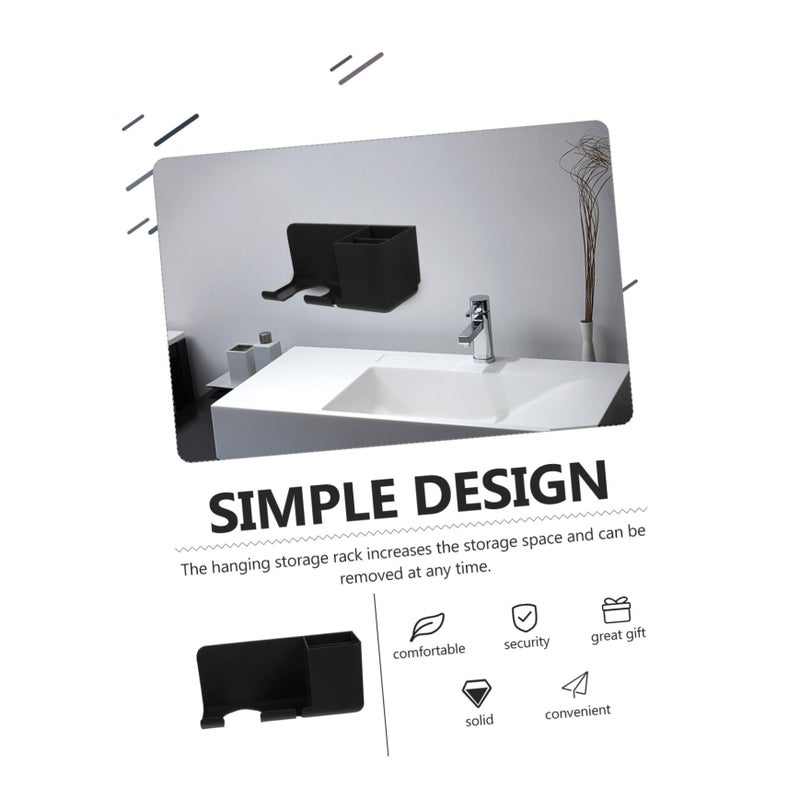 Grey Wall Mounted Hair Dryer Holder Adhesive No Drill Installation Bathroom Organizer - Image 4