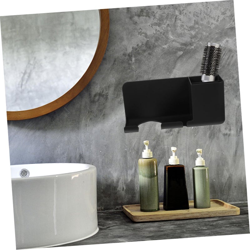 Grey Wall Mounted Hair Dryer Holder Adhesive No Drill Installation Bathroom Organizer - Image 5