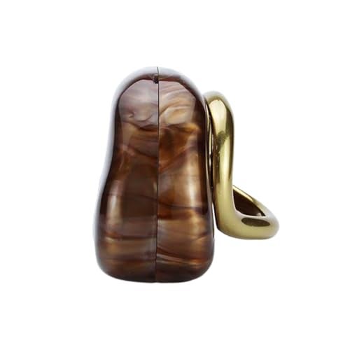 DEBIMY Women Acrylic Clutch Box Metal Handle Evening Bag Trendy Ladies Shoulder Crossbody Purse for Wedding Party Causal, Brown - Image 3