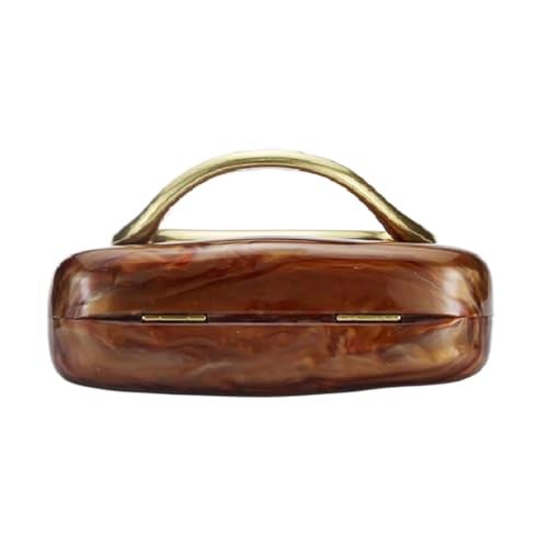 DEBIMY Women Acrylic Clutch Box Metal Handle Evening Bag Trendy Ladies Shoulder Crossbody Purse for Wedding Party Causal, Brown - Image 4