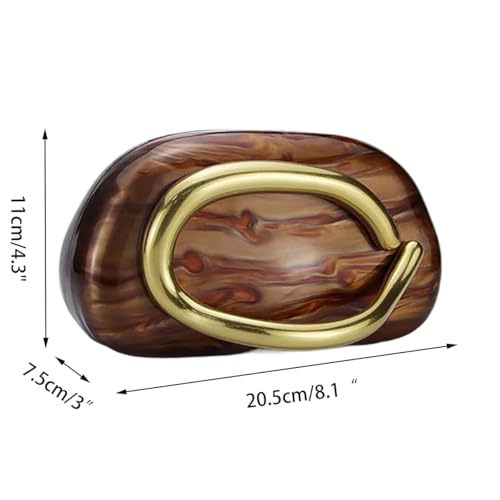 DEBIMY Women Acrylic Clutch Box Metal Handle Evening Bag Trendy Ladies Shoulder Crossbody Purse for Wedding Party Causal, Brown - Image 2
