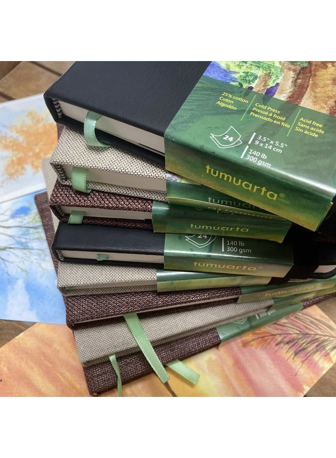 tumuarta Watercolor Journal Journal 140lb 300gsm Cotton Paper Cold Press 3.5 x 5.5 Inch Micro Perforated Watercolor Paper Notebooks for Use as Travel Sketchbook and Mixed Media Pad - Image 3