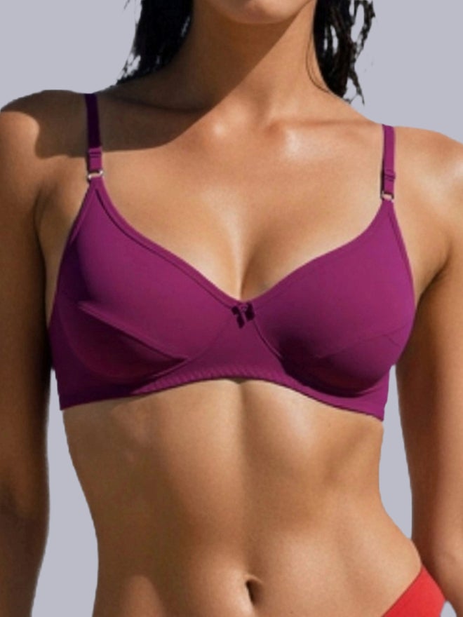 Eden Purple Non-Padded Non Wired Cotton Blend T-Shirt Bra - Image 4
