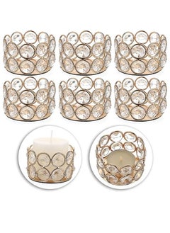 6 Gold Crystal Tea Light Candle Holders Small Bowl Votive Candle Holders, Decorative Tealight Holders Pillar Candle Stands Candle Centerpieces for Dining Table Wedding Party Home Decor
