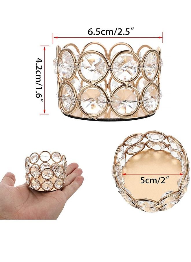 Excefore - 6 Gold Crystal Tea Light Candle Holders Small Bowl Votive Candle Holders, Decorative Tealight Holders Pillar Candle Stands Candle Centerpieces for Dining Table Wedding Party Home Decor - Image 1