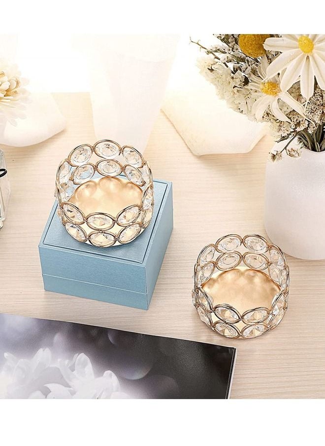 Excefore - 6 Gold Crystal Tea Light Candle Holders Small Bowl Votive Candle Holders, Decorative Tealight Holders Pillar Candle Stands Candle Centerpieces for Dining Table Wedding Party Home Decor - Image 1