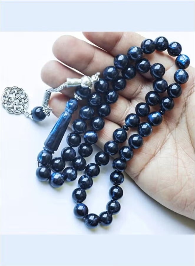 PYC Prayer Beads (10mm 45 Beads) Royal Blue and White Resin Beads - Muslim Prayer Beads Handmade. - Image 3