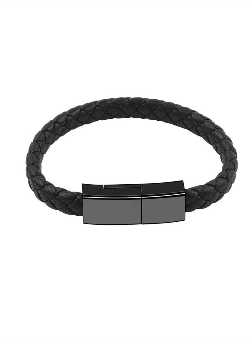 سيوسي سوار كابل شحن USB من النوع C، شاحن هاتف بمدخل USB C بقوة 2.4A، تصميم عصري على شكل سوار من الجلد، شاحن محمول للسفر متوافق مع أجهزة الأندرويد، مزود بكابل مضفر. - Image 2