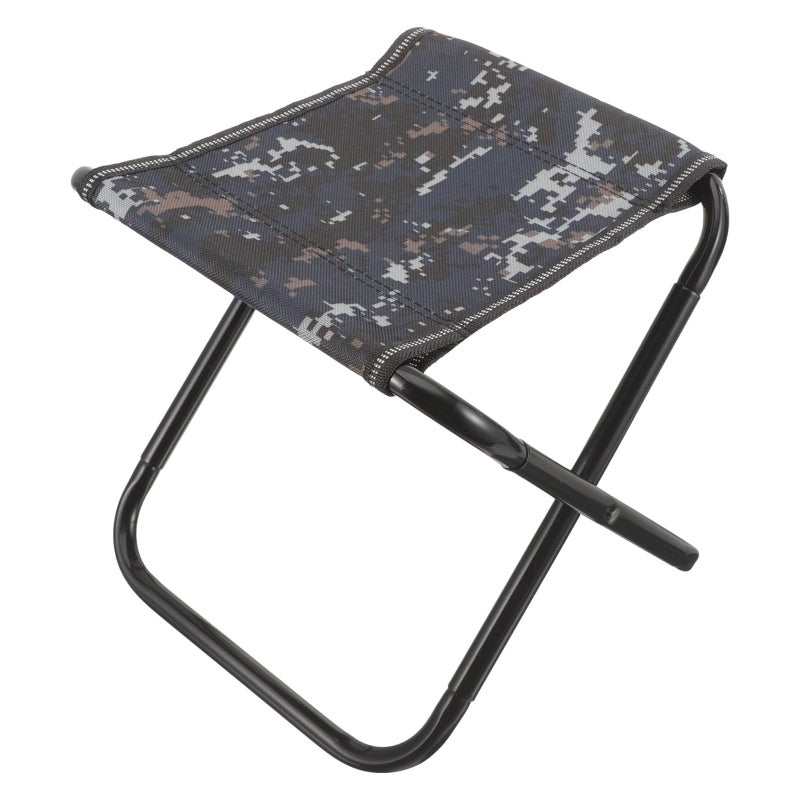 Blue Camouflage Folding Camping Stool Portable Lightweight Compact Outdoor Chair For Hiking Fishing Picnic - Image 2