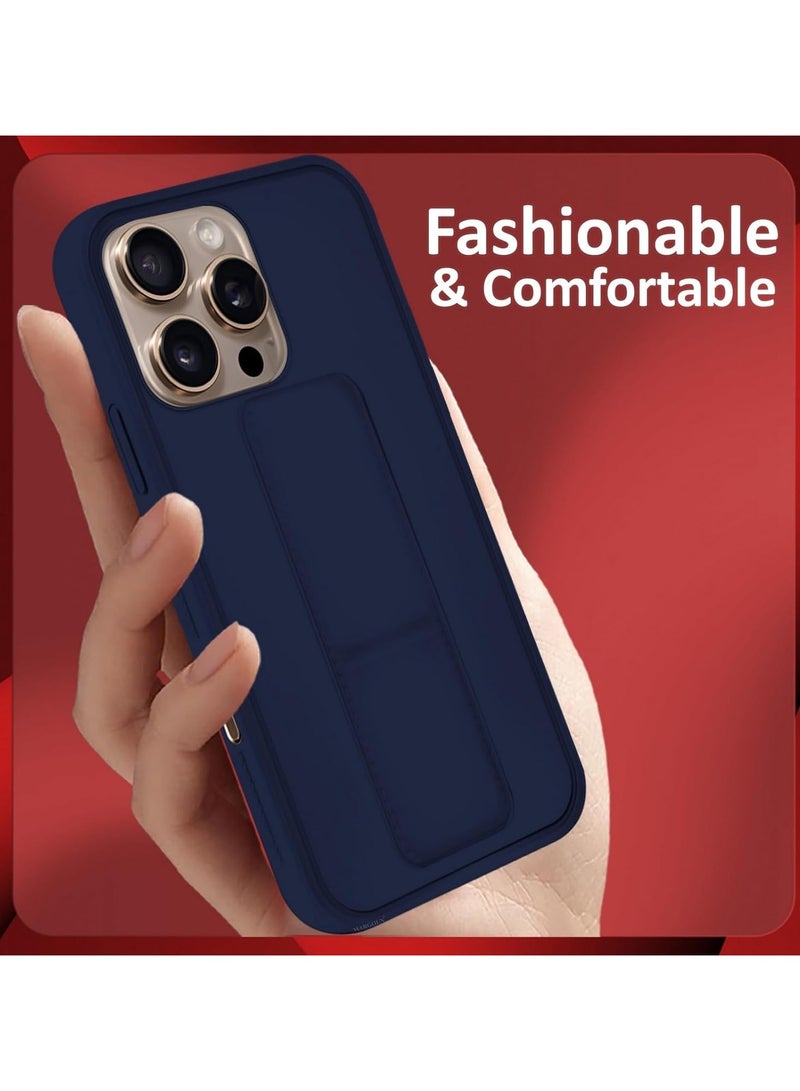 ACLIX Leather Case with grip for iPhone 14 Pro Max, Magnetic Cover Car Mount Kickstand & Holder, Stand Vertical & Horizontal Case, Hand Free, for iPhone 14 Pro Max (Dark Blue) - Image 3