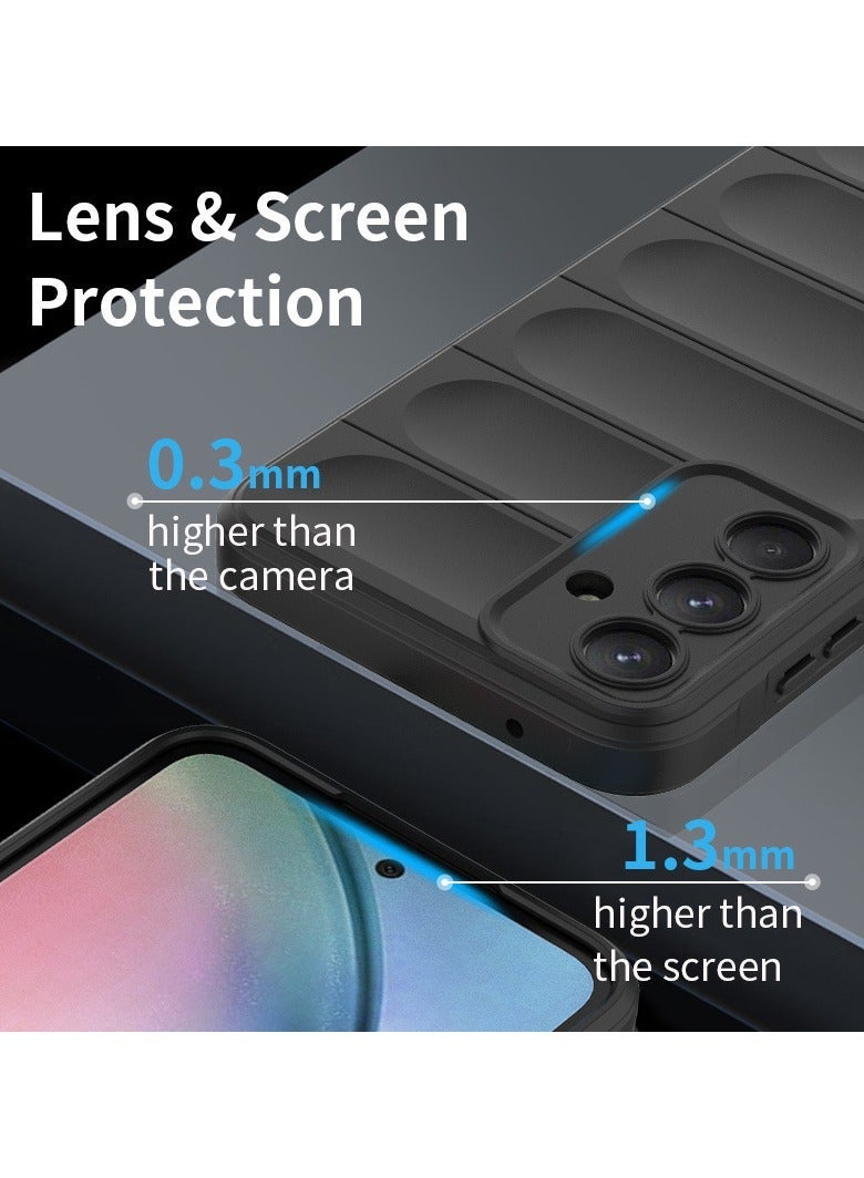 Samsung Galaxy A15 Case Cover, Heavy Duty 3D Striped Pattern Sensory Soft Silicone Full Portection Shockproof Phone Case For Samsung Galaxy A15 Black - Image 4