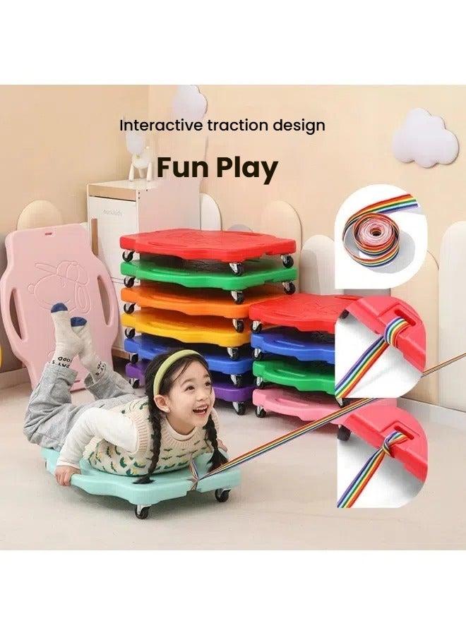 general Children's four-wheeled outdoor sports scooter kindergarten early education sensory integration training equipment balance scooter scooter - Image 3