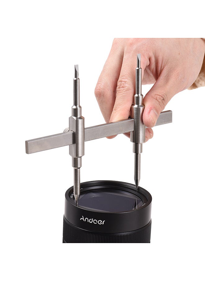 Generic - Repair Tool Camera Tool Detachable Tic-tac-toe Tool for Camera Lens Dual-tip Lens Repair Set with 4 Screws & 1 Hexagon Wrenche for 10-135mm lens size - Image 1
