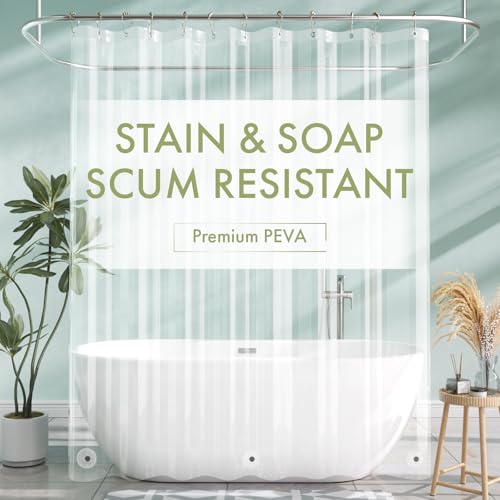 AmazerBath Extra Long Shower Curtain Liner Clear Shower Curtain Liners 96 Length 72x96 Inches Plastic Shower Curtain Liner Cute PEVA Tall Shower Liner Bathroom Shower Curtain Liners with 3 Magnets