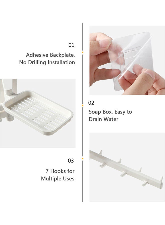 Adhesive Bathroom Storage Shelf With Towel And Bar Soap Box White  - Image 5