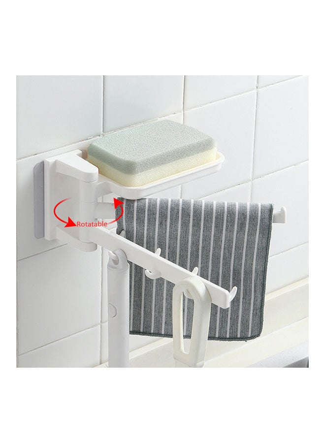 Adhesive Bathroom Storage Shelf With Towel And Bar Soap Box White  - Image 2