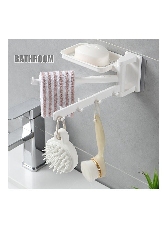 Adhesive Bathroom Storage Shelf With Towel And Bar Soap Box White  - Image 3