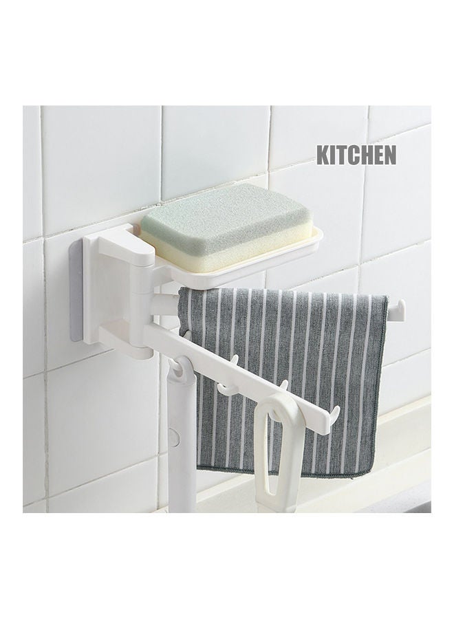 Adhesive Bathroom Storage Shelf With Towel And Bar Soap Box White  - Image 4