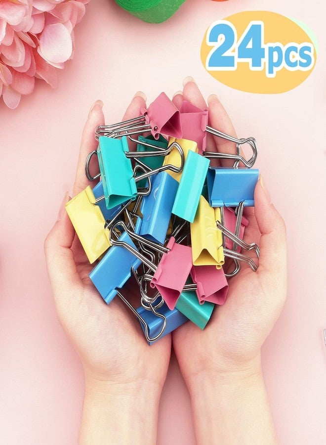NFI essentials 32mm Multicolor Metal Binder Clip Clamp for Paper, Books, Office, Home, School, Multipurpose Clip (24 pcs) - Image 2