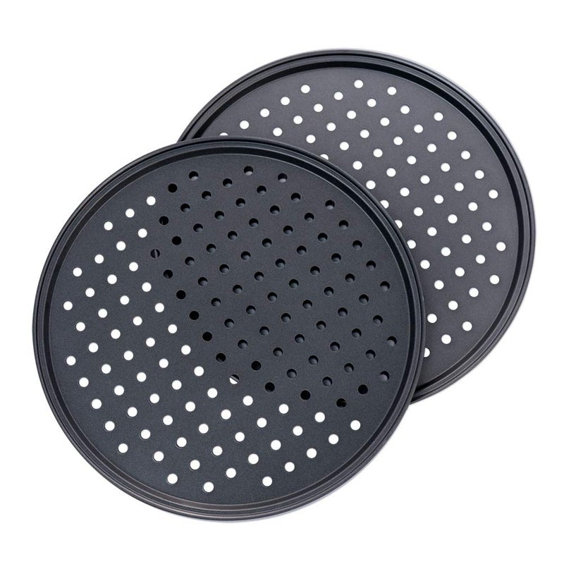 Destinymd Pizza Pan With Holes, 2 Pack Carbon Steel Perforated Non-Stick Tray Tool Crispy 12inch Round for Home Kitchen - Image 3