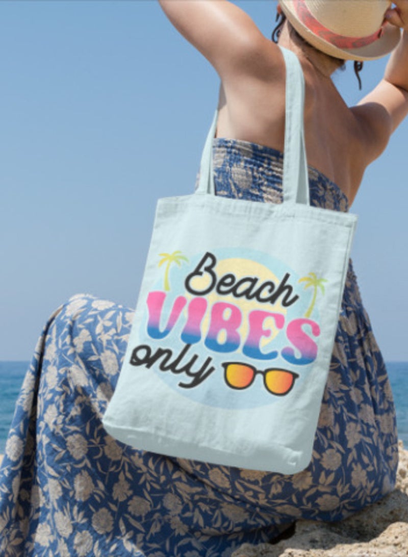 Canvas Shopping Tote Bag - Printed Words  (vibes only) 