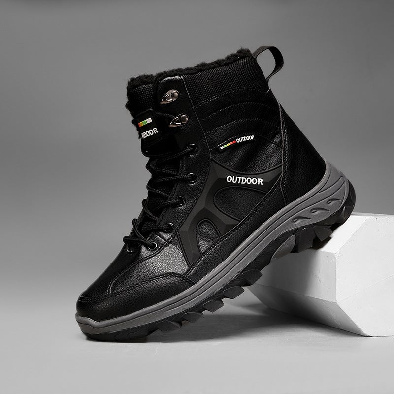Boots Winter Northeast Outdoor Snow Boots Fleece-Lined Warm High-Top Cotton Shoes Large Size Couple Wear-Resistant Hiking Shoes - Image 1