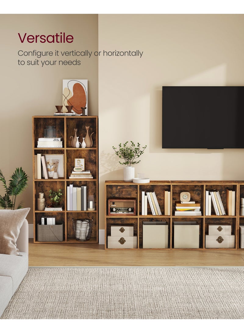 فاساجيل خزانة كتب مفتوحة من 4 مستويات من VASAGLE – منظم تخزين 8 مكعبات، خزانة كتب قائمة بذاتها لغرفة النوم، غرفة المعيشة، المكتب – مصنوعة من MDF عالي الجودة – 129.6 × 65.6 × 24 سم - Image 3