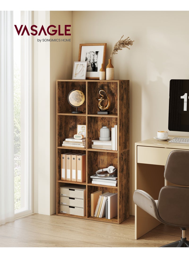 فاساجيل خزانة كتب مفتوحة من 4 مستويات من VASAGLE – منظم تخزين 8 مكعبات، خزانة كتب قائمة بذاتها لغرفة النوم، غرفة المعيشة، المكتب – مصنوعة من MDF عالي الجودة – 129.6 × 65.6 × 24 سم - Image 1