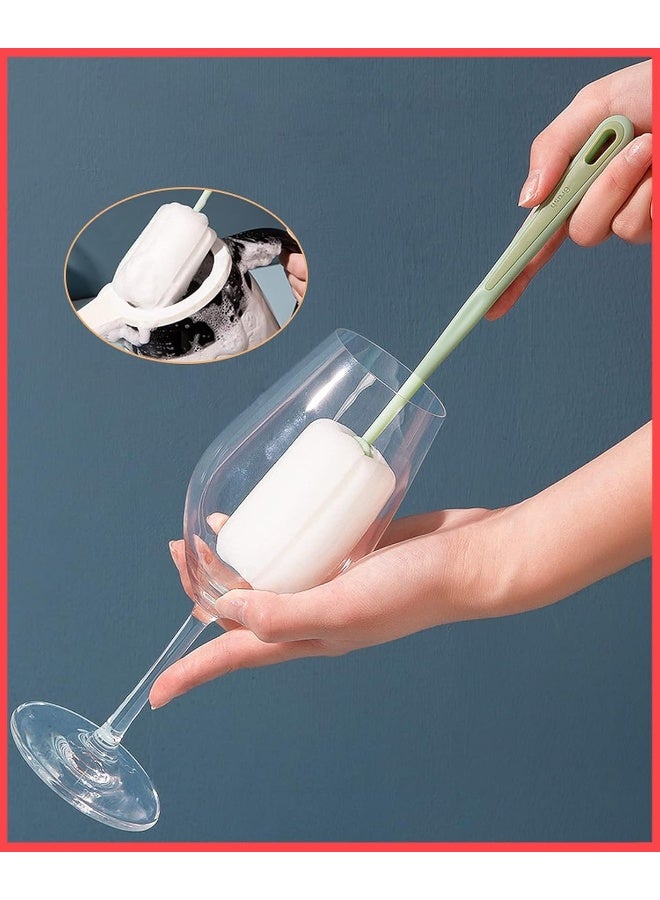 وولبين فرشاة تنظيف الزجاجات البلاستيكية متعددة الأغراض من وولبين، فرشاة تنظيف زجاجة حليب الأطفال، زجاج، مرطبان، فرشاة تنظيف لغسالة الأطباق بمقبض طويل - Image 1