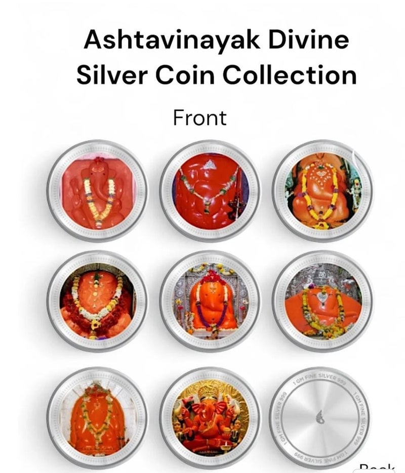 KHUSHBOO JEWELS 8 GRAMS SILVER 999 ASHTA VINAYAK COIN - Image 3