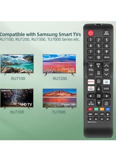 Remote Control BN59-01315J Replacement for Samsung-Smart-TV-Remote Samsung LED LCD QLED 4K 8K UHD 3D HDTV HDR Curved Crystal Smart TV with Netflix, Prime Video, Samsung TV Plus Button
