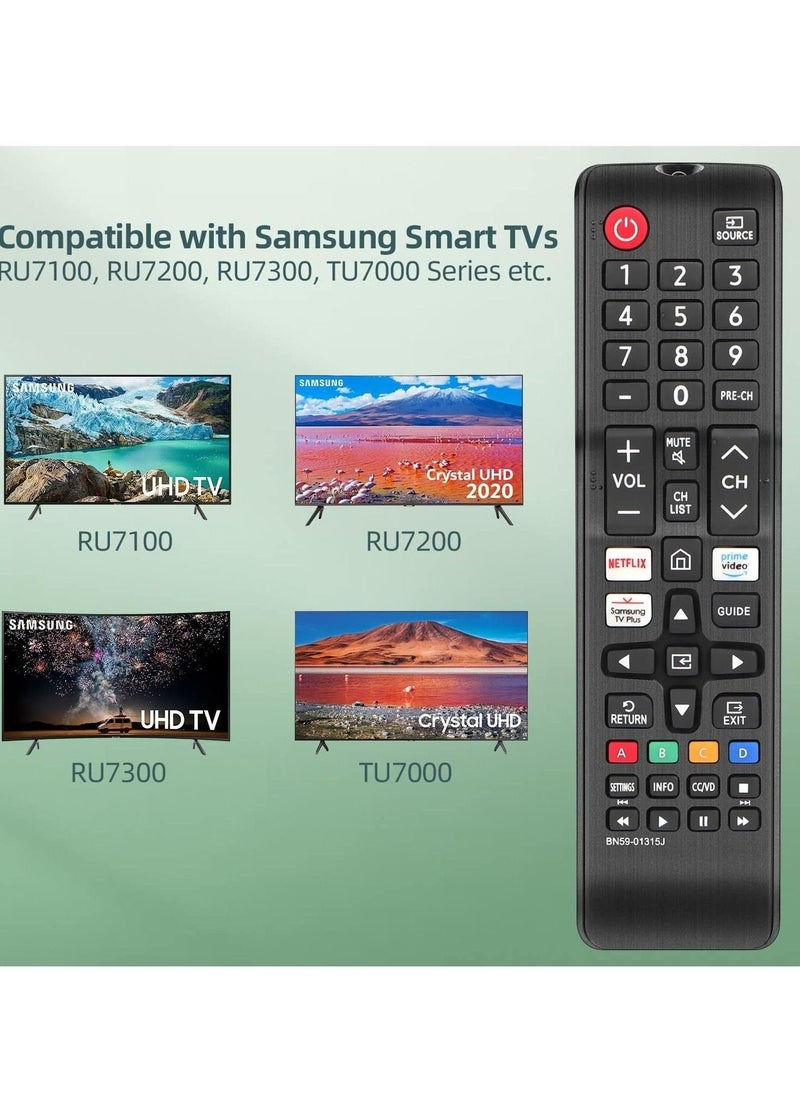 Raxoom - Remote Control BN59-01315J Replacement for Samsung-Smart-TV-Remote Samsung LED LCD QLED 4K 8K UHD 3D HDTV HDR Curved Crystal Smart TV with Netflix, Prime Video, Samsung TV Plus Button - Image 1