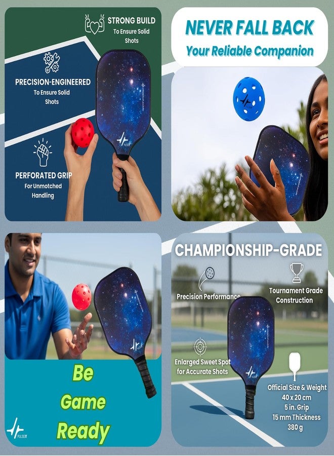 PulseITPaddle Pickleball Fiberglass 15mm Thick Paddle. Lightweight, Honeycomb Core, Comfort Non-Slip Grip, Enhanced Power & Control. Pickleball Racket for Indoor/Outdoor. All Skills (Galaxy Black) - Image 2