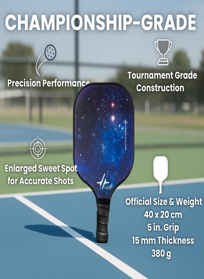 PulseITPaddle Pickleball Fiberglass 15mm Thick Paddle. Lightweight, Honeycomb Core, Comfort Non-Slip Grip, Enhanced Power & Control. Pickleball Racket for Indoor/Outdoor. All Skills (Galaxy Black) - Image 3