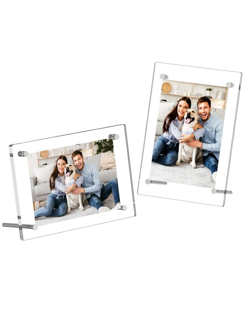 SYOSI - Acrylic Photo Frame with Stand 13*18CM Desktop Clear Acrylic Photo Frame Lossless Clarity Decorative Poster Frame Tabletop Display Desktop Frameless Postcard Display (1 Pack) - Image 1