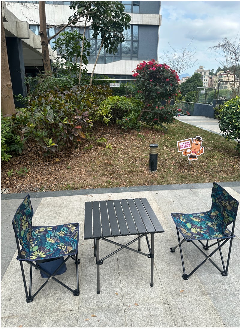 3PCS Folding Table and Chairs Set, Portable Picnic Long Table with 2 Seats ,Camping Table with Easy Carrying Bag, Lightweight Folding Egg Roll Table and Chair Set for Outdoor Camping Picnic BBQ, Party and Dining