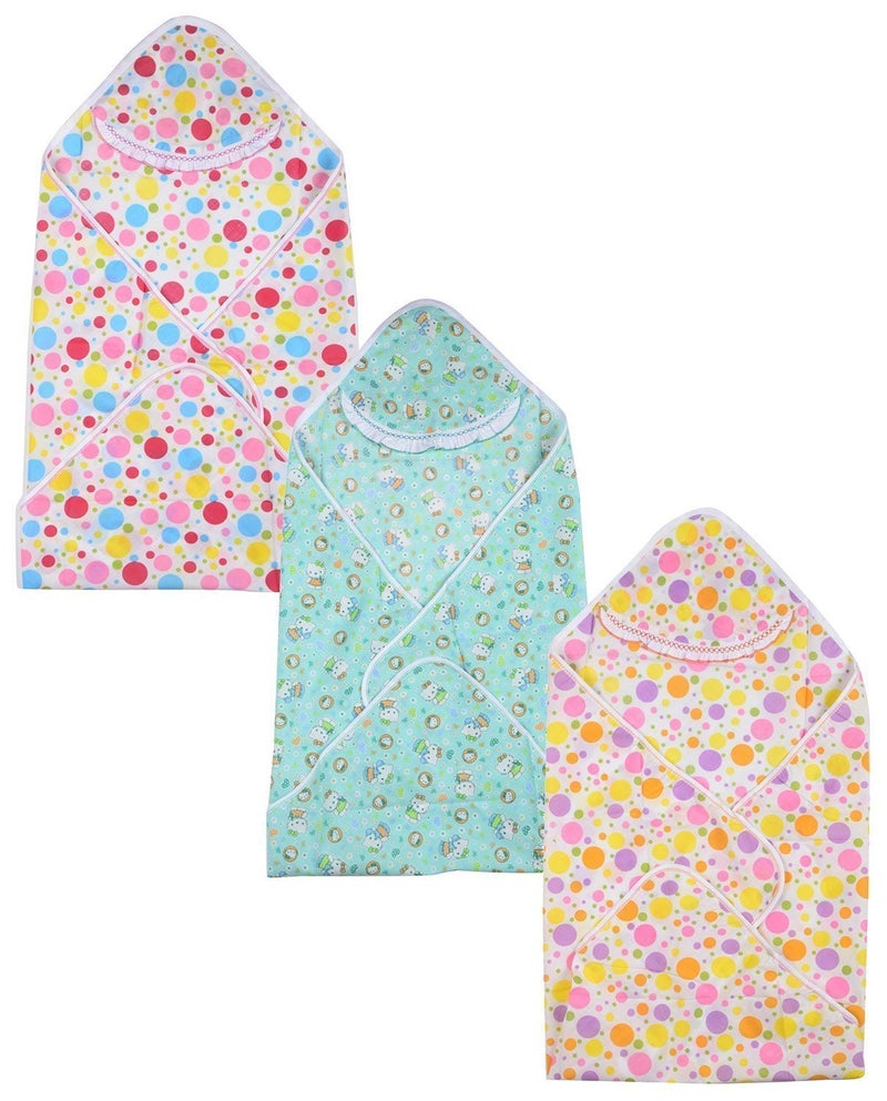 FARETO FirstKidsStep Combo of 3 Baby Cotton Cloth Blanket Cum Wrapper(Multi)(28 * 31inchs) - Image 1