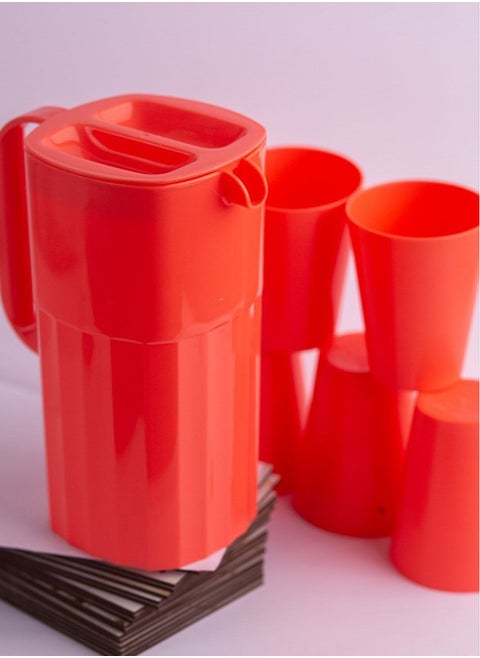 A 1.5 liter beaker with 3 multi-colored cups