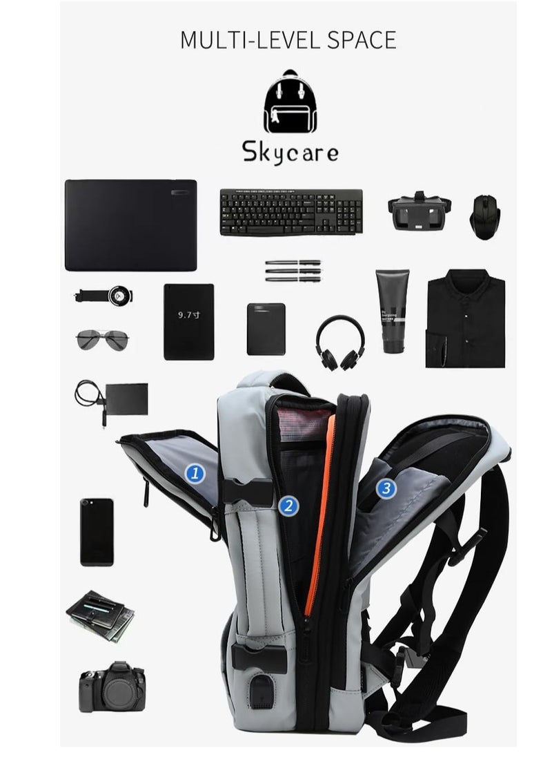Skycare - Skycare Business Travel Waterproof Backpack, Multi-functional Large Capacity Expandable Computer Bag for Handheld or Shoulder Carry - Image 1
