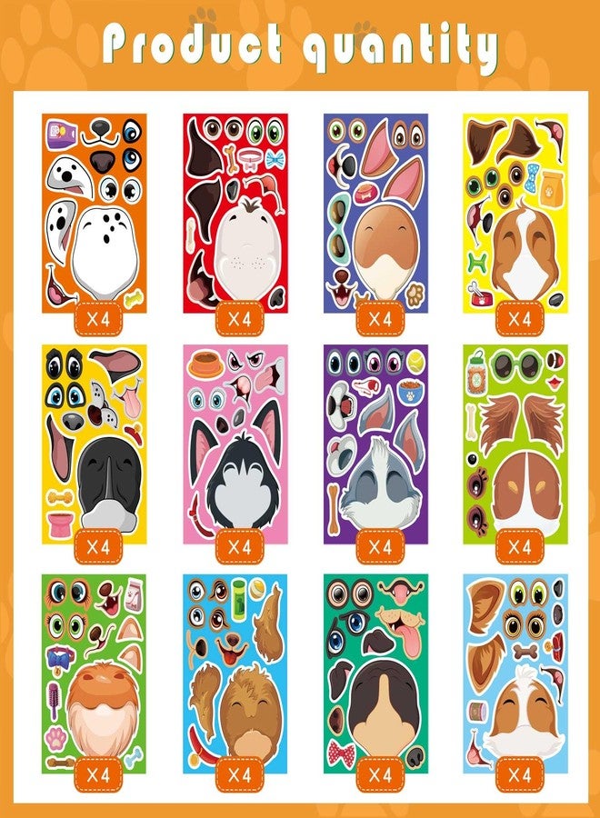 DUJAA 48 Sheets Dog Stickers,Make a Face Stickers for Kids, Make Your Own Dog Sticker, Animal Sticker for Kids 3-5, Brithday Gift Party Favors, Teacher Reward Classroom Games Craft - Image 4