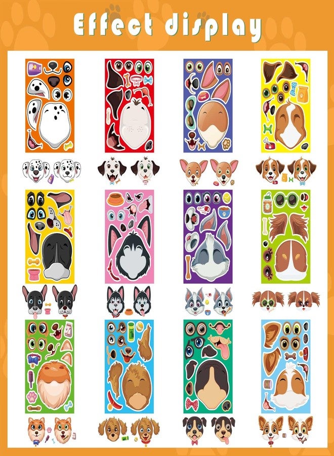 DUJAA 48 Sheets Dog Stickers,Make a Face Stickers for Kids, Make Your Own Dog Sticker, Animal Sticker for Kids 3-5, Brithday Gift Party Favors, Teacher Reward Classroom Games Craft - Image 2