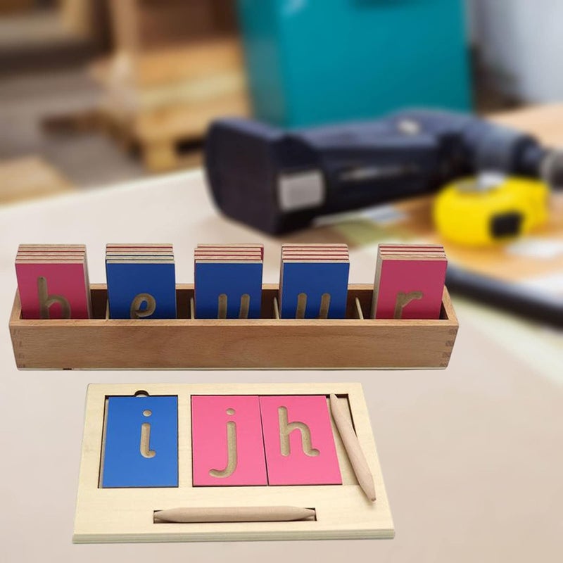 klarako 0-10 Number & ABC Letter Tracing Board Wooden Number and Counting Aid Board Montessori Toys for Toddlers Preschool Learning Toys - Lower Case Alphabet - Image 4