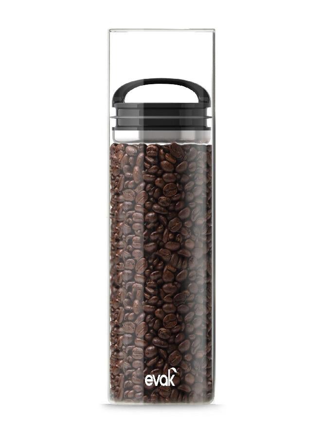 Prepara Best PREMIUM Airtight Storage Container for Coffee Beans, Tea and Dry Goods - EVAK - Innovation that Works by Prepara, Glass and Stainless, Compact Black Gloss Handle, Large -  - Image 1