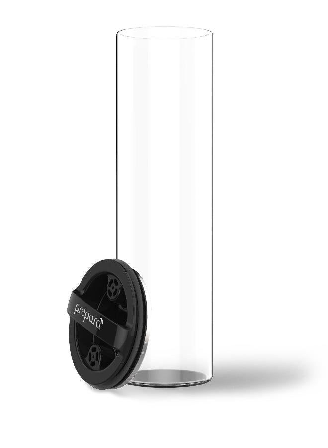 Prepara Best PREMIUM Airtight Storage Container for Coffee Beans, Tea and Dry Goods - EVAK - Innovation that Works by Prepara, Glass and Stainless, Compact Black Gloss Handle, Large -  - Image 2