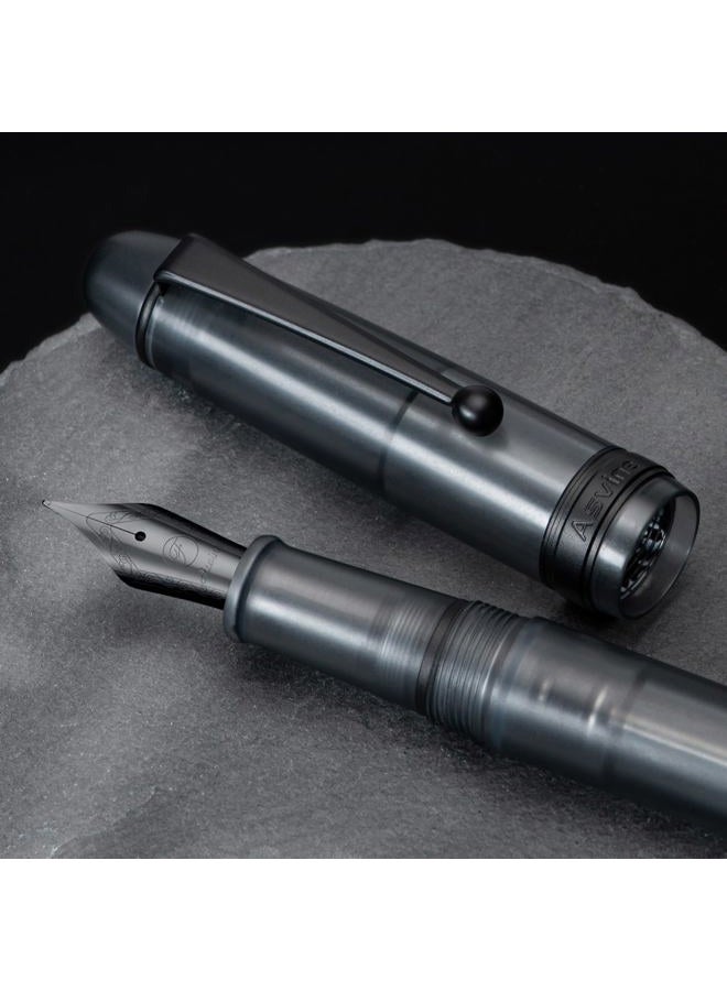 Asvine V126 Vacuum Filling Fountain Pen, Matte Black Acrylic Medium Nib, Large-Capacity Pen with Gift Case - Image 4