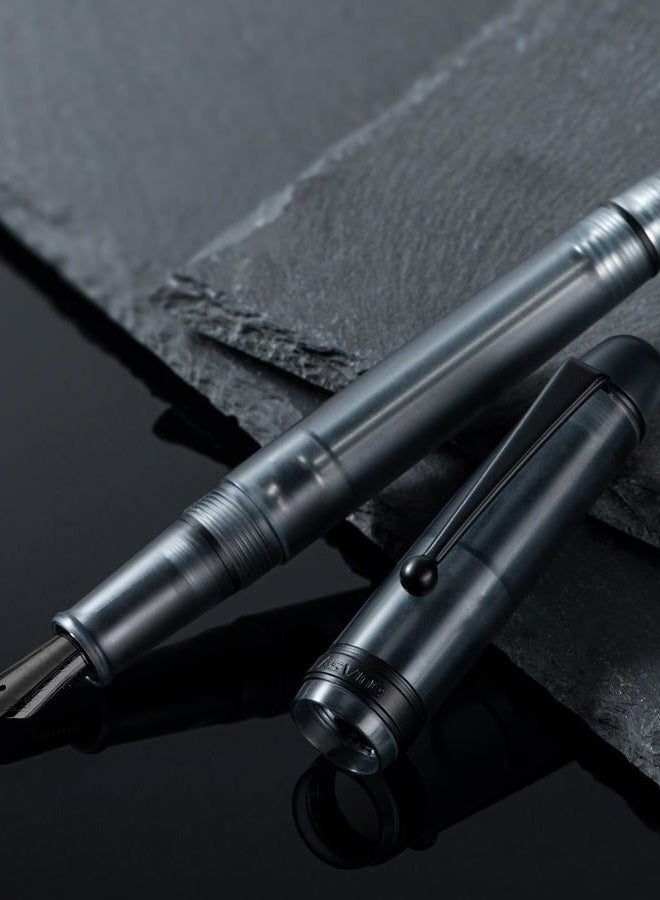 Asvine V126 Vacuum Filling Fountain Pen, Matte Black Acrylic Medium Nib, Large-Capacity Pen with Gift Case - Image 3