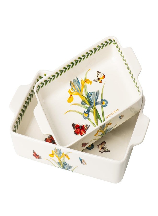 ONECCI ONCCI In-Glaze Ceramic Baking Dish Set of 2 - Rectangular with Handles,Single Serving Size Casserole dishes 10.8*7.99in & 8.58*6.54inch Sizes - Oven Safe for Cooking, Baking, Casseroles - Dishwasher Safe(Iris) - Image 1