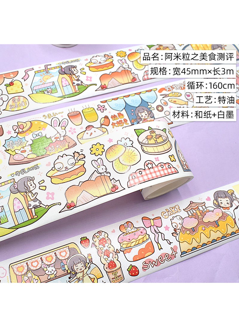 Generic - Cute Cartoon Girl Washi Tape Set Food evaluation of rice grains. Paper. Special oil 3m - Image 1