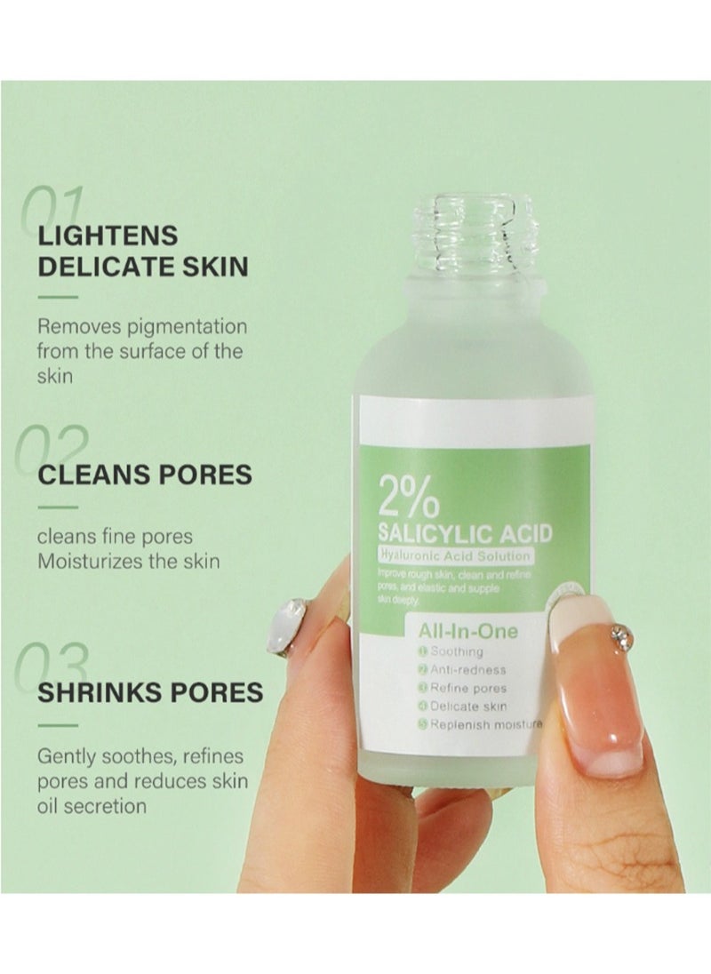 MOOYAM - Salicylic Acid Serum 2% with Hyaluronic Acid for Oily Skin | Helps Improve the Appearance of Enlarged Pores, Pimples, Blackheads and Uneven Texture, Beta Hydroxy Based Exfoliant for Oily Skin | 30 ml - Image 1